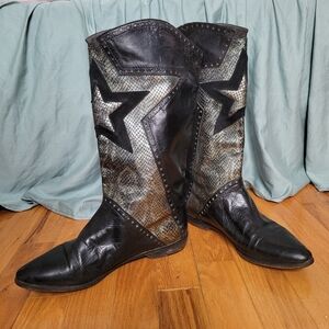 Vintage 1980's Italian Leather Cowboy Boots